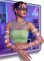 LED Arm Wraps Rave Glow Body Harness & Light-Up Hand Straps, Cyberpunk Neon EDM Festival Accessories for Women